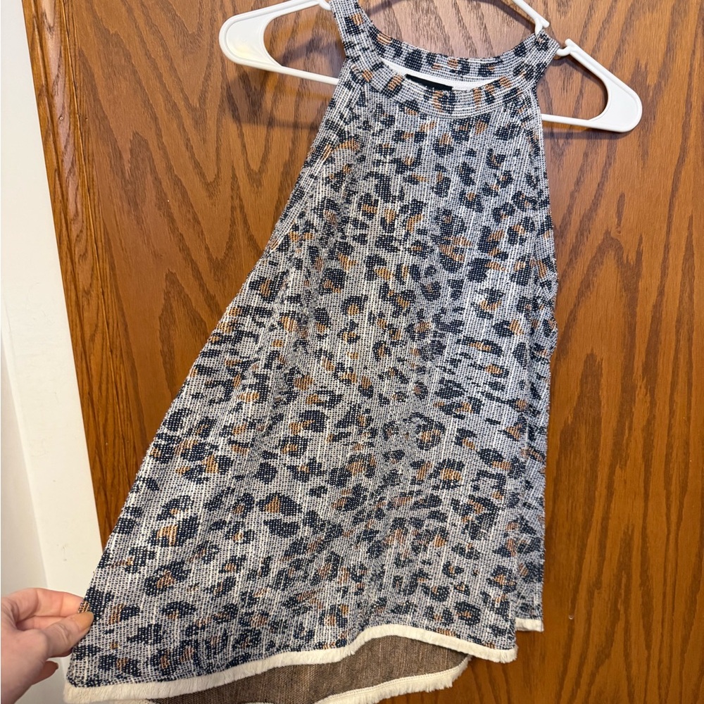 W5 Black and White Leopard Print Halter Top